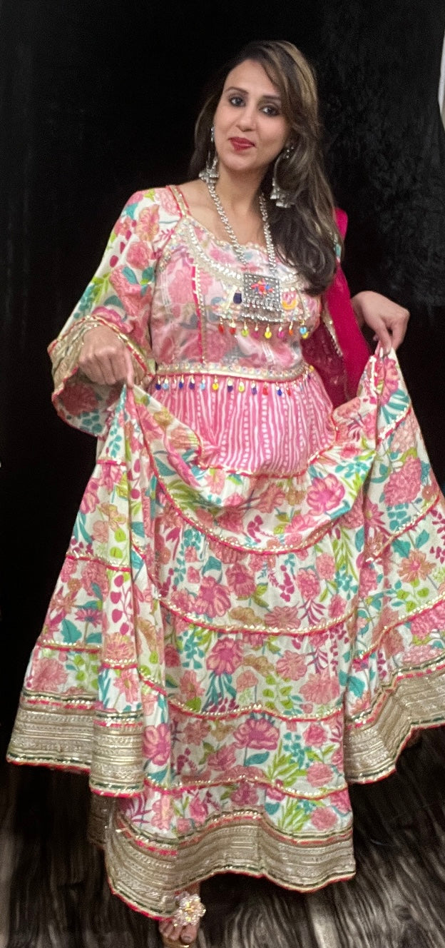 Soft Cotton Floral Gown Fabric – 10 Meters (Kiera Design)