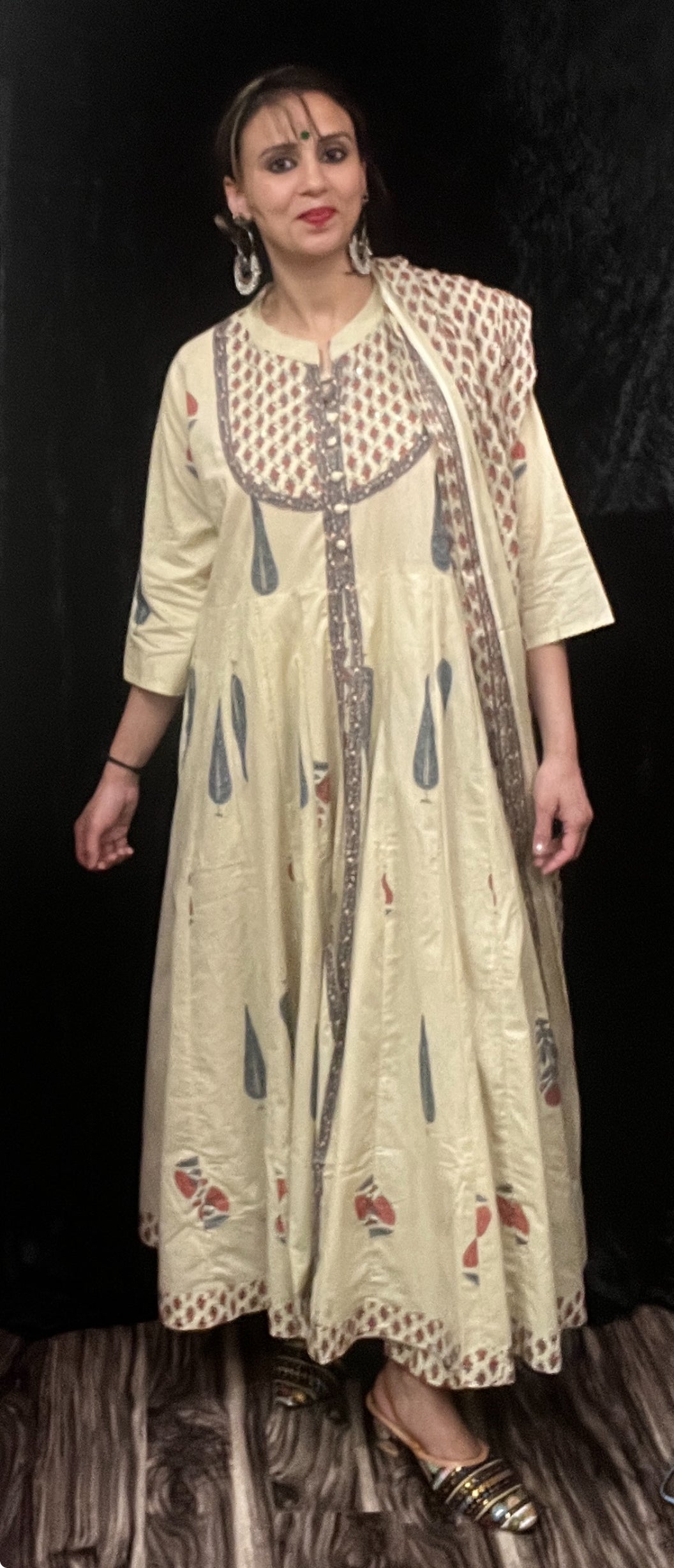 Soft Cotton Rajasthani Print Fabric for Anarkali